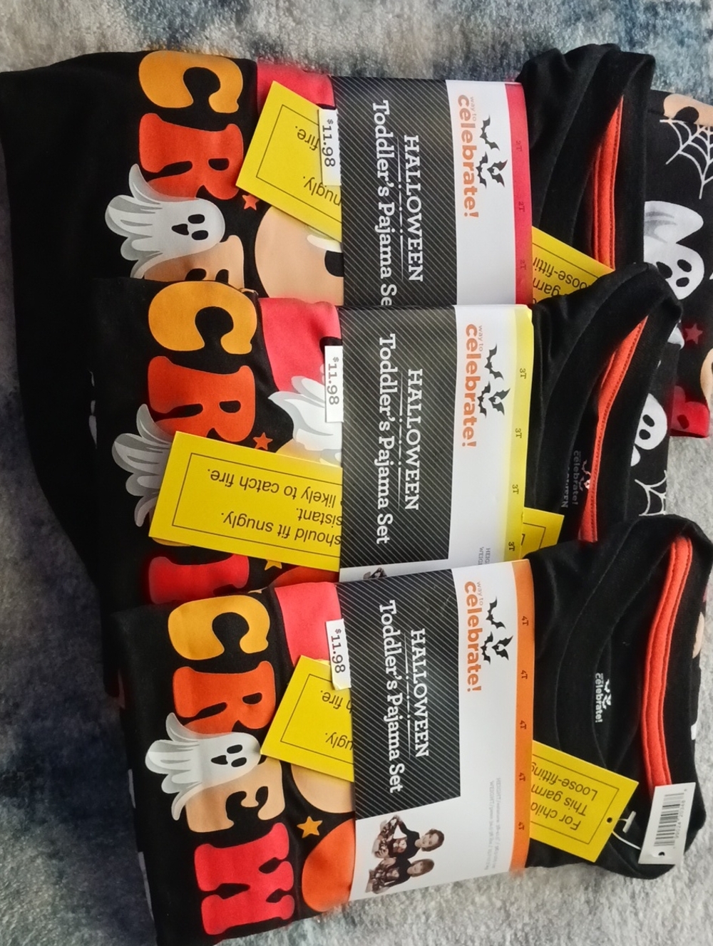 3 × Halloween Toddler's Pajama Set 2T, 3T, 4T